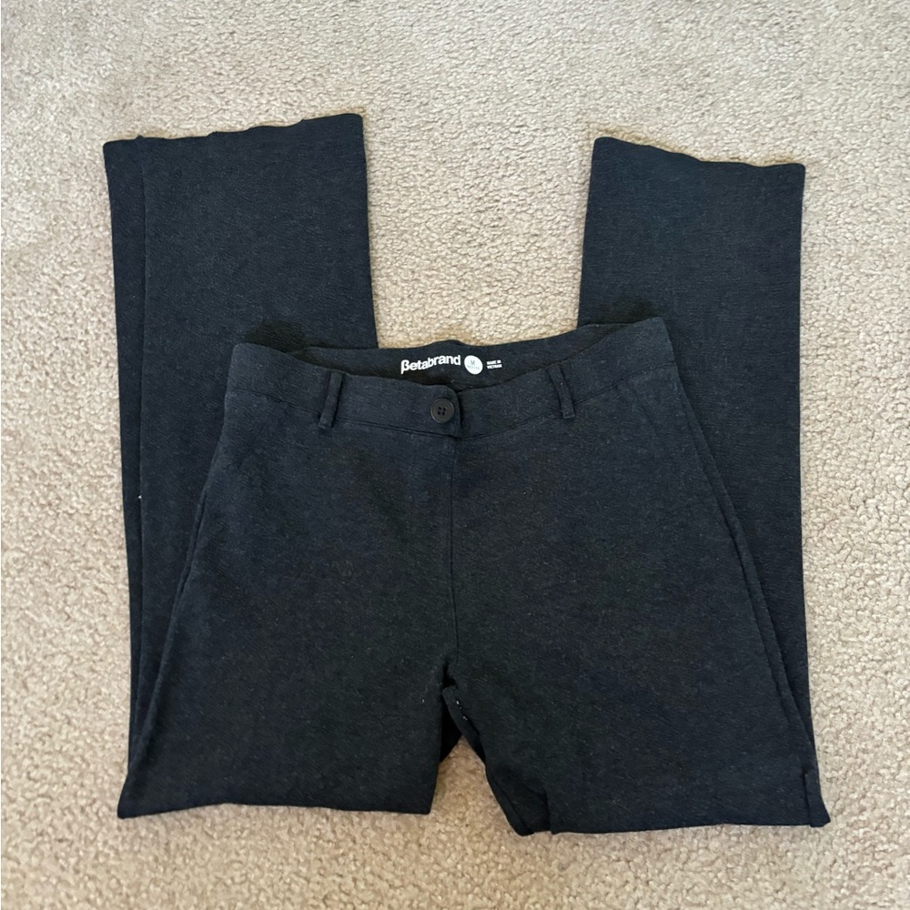 Betabrand Gray Straight Leg Dress Pant Yoga Pant